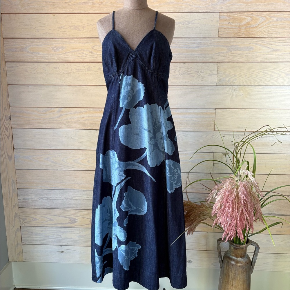 Sundance | Duo Denim Floral Halter Dress